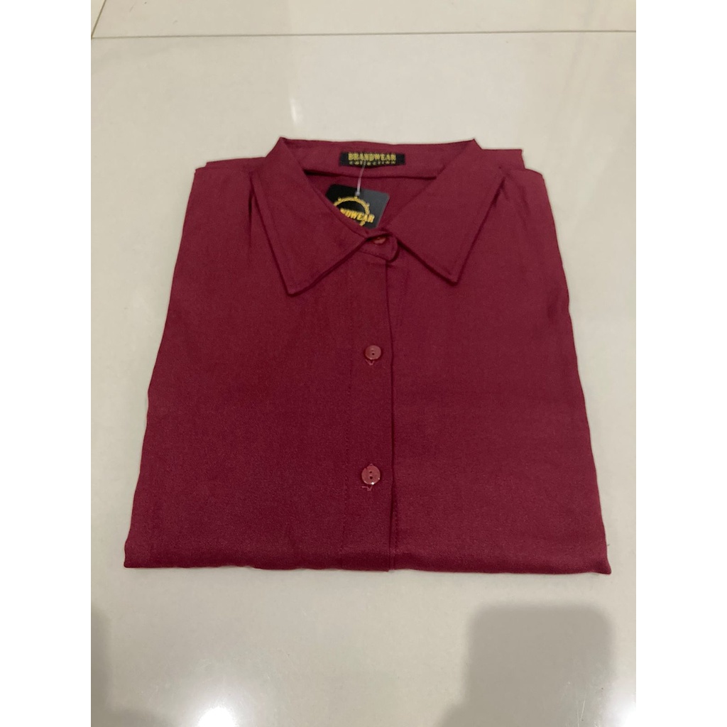 KEMEJA NINY REMPLE BLOUSE WANITA SHIRT PUTIH KEMEJA LENGAN PANJANG-MERAH