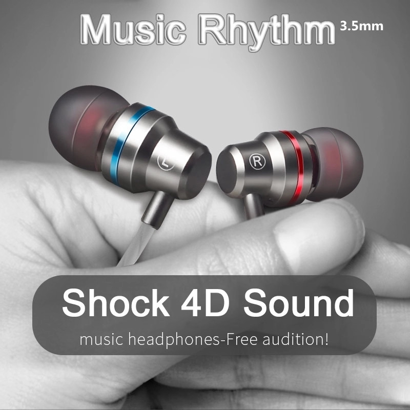 Earphone In-Ear Subwoofer Hifi 4d 3.5mm Bahan Metal Dengan Mikrofon Untuk Smartphone