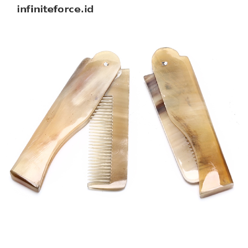 (Infiniteforce.Id) Sisir Saku Lipat Bahan Tanduk Lembu Untuk Menata Kumis / Jenggot Wanita