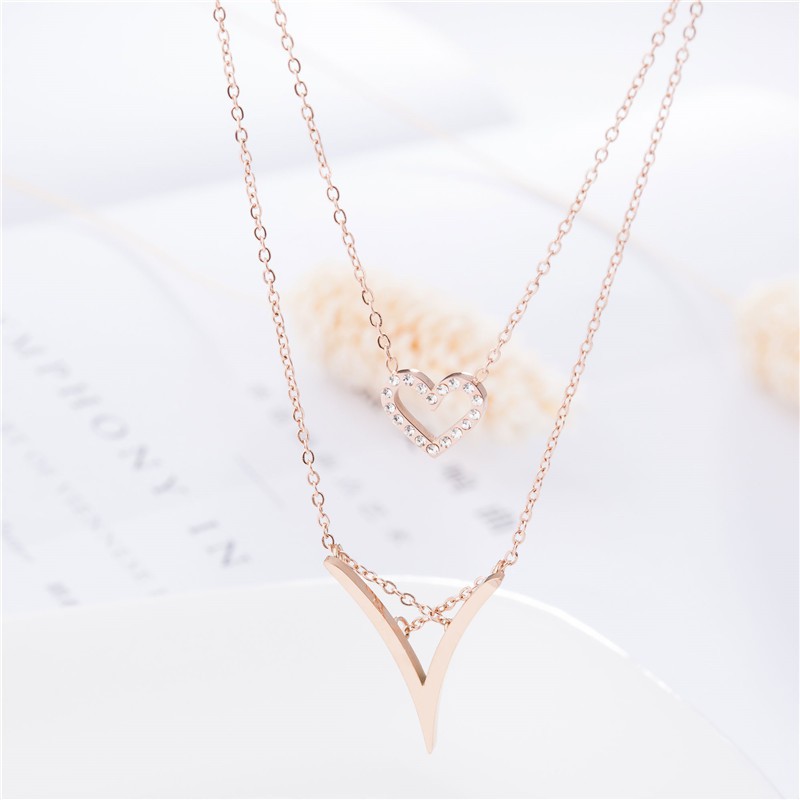 [New] Kalung fashion aksesoris titanium korea hadiah wanita anti karat KK073 2 layer