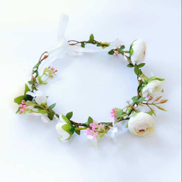 Simple flower Crown mahkota bunga putih white