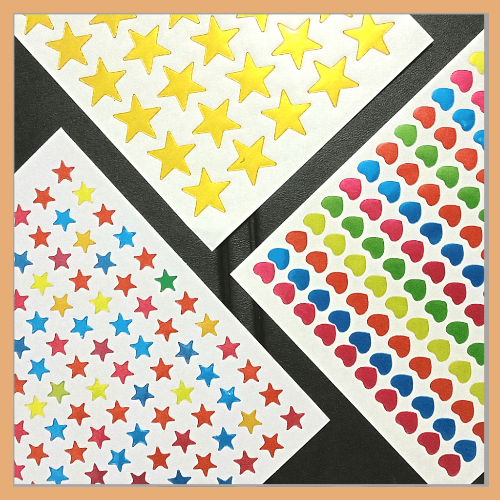

Stiker Bentuk Hati dan bintang mengkilap Heart & Star Shape Bujo Stickers Bullet Journal Dekorasi