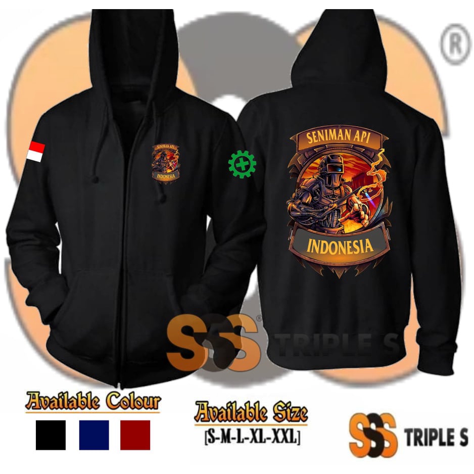 JAKET RESLETING PROFESI SENIMAN API INDONESIA HOODIE ZIPPER WELDER SAFETY FIRST