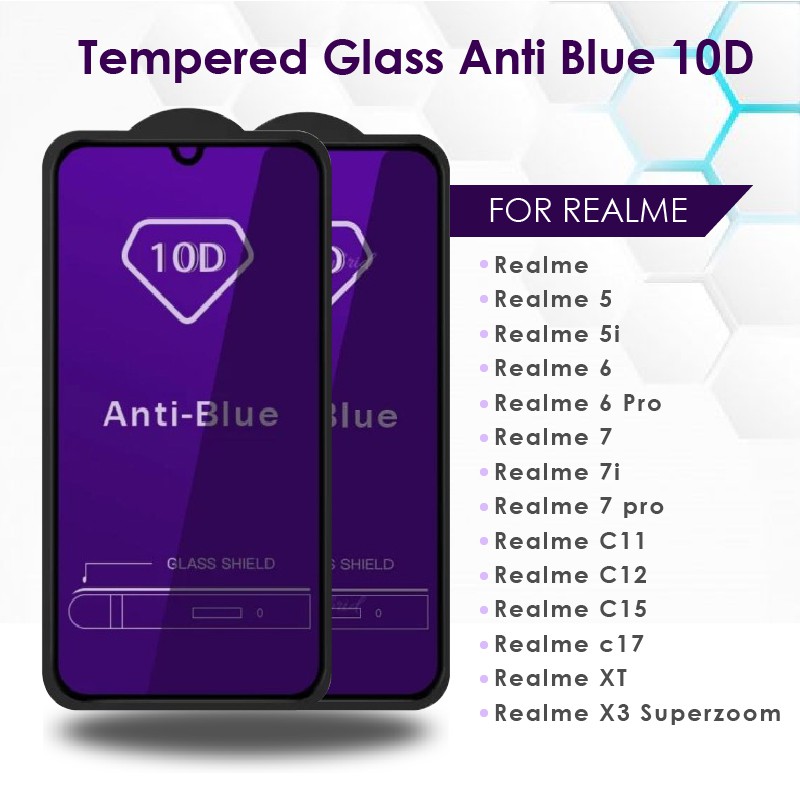 TEMPERED GLASS ANTI BLUE 10D REALME 5i 5 PRO 6 PRO 7i 7 PRO C1 C2 C11 C12 C15 C17 C20 C25 C21 XT