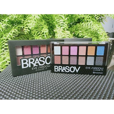 BRASOV Eye Shadow Palette 12 Colors - 01 02 Eyeshadow Perona Mata Shimmer &amp; Matte