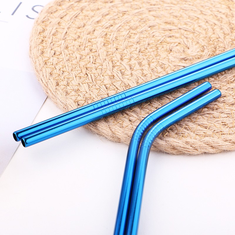 Sedotan Stainless Steel Straw BIRU - Sedotan Metal