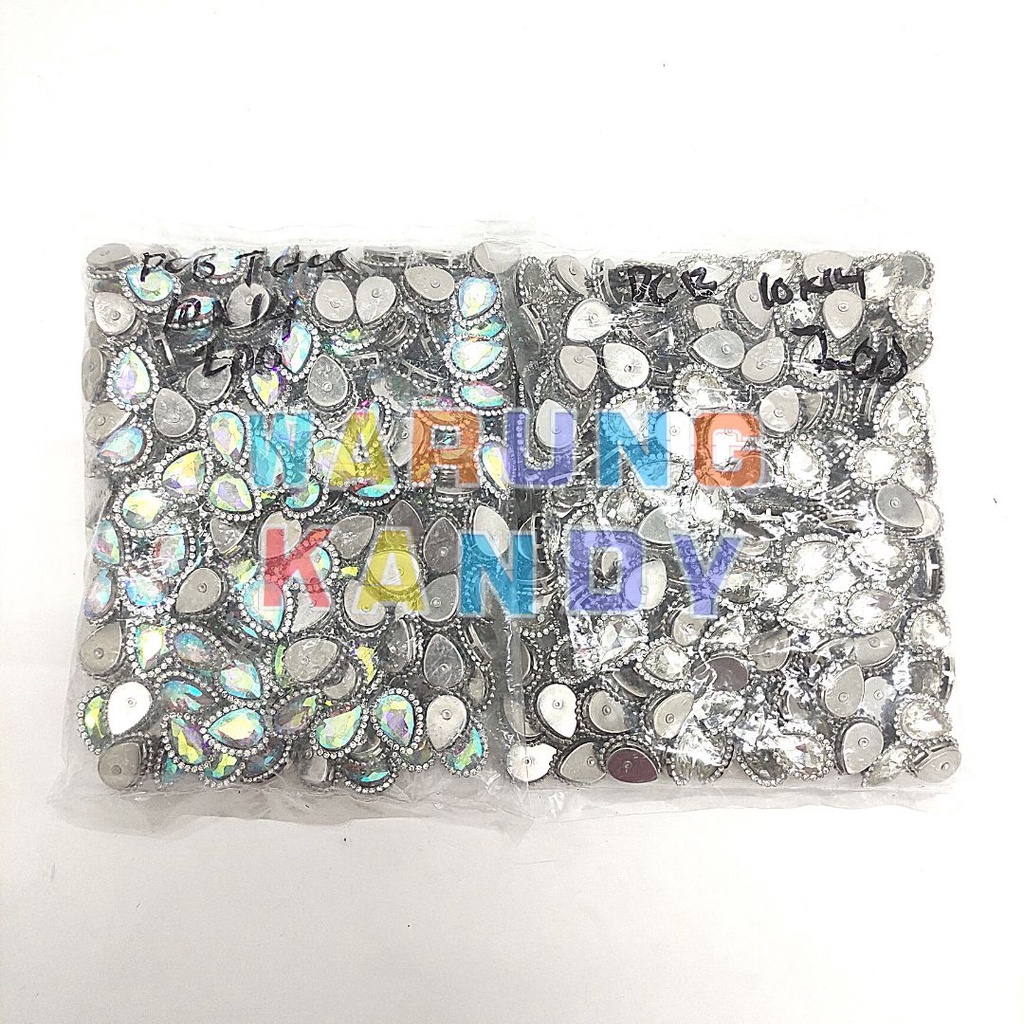 Diamon Cangkang Bunga Tetes 10x14 Putih AB GRADE A - PAK