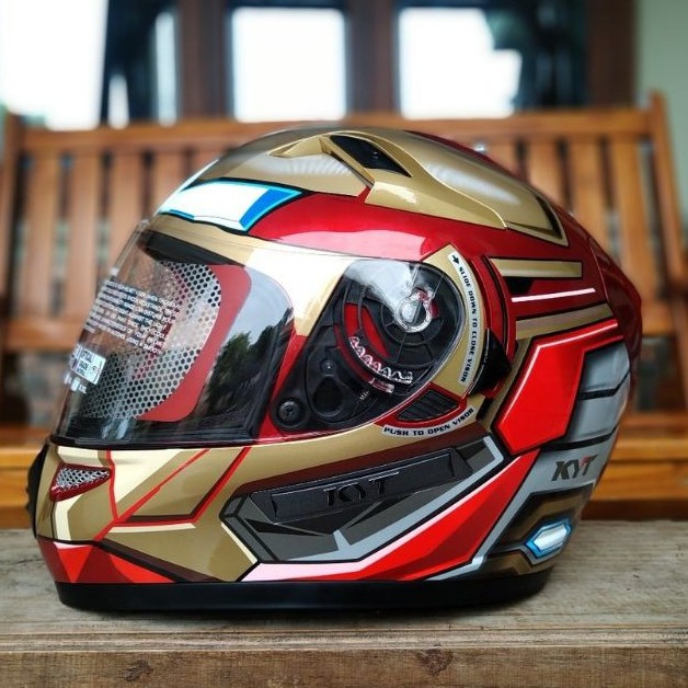 Jual Helm KYT K2 Rider Marvel Iron Man Double Visor Full Face Helem