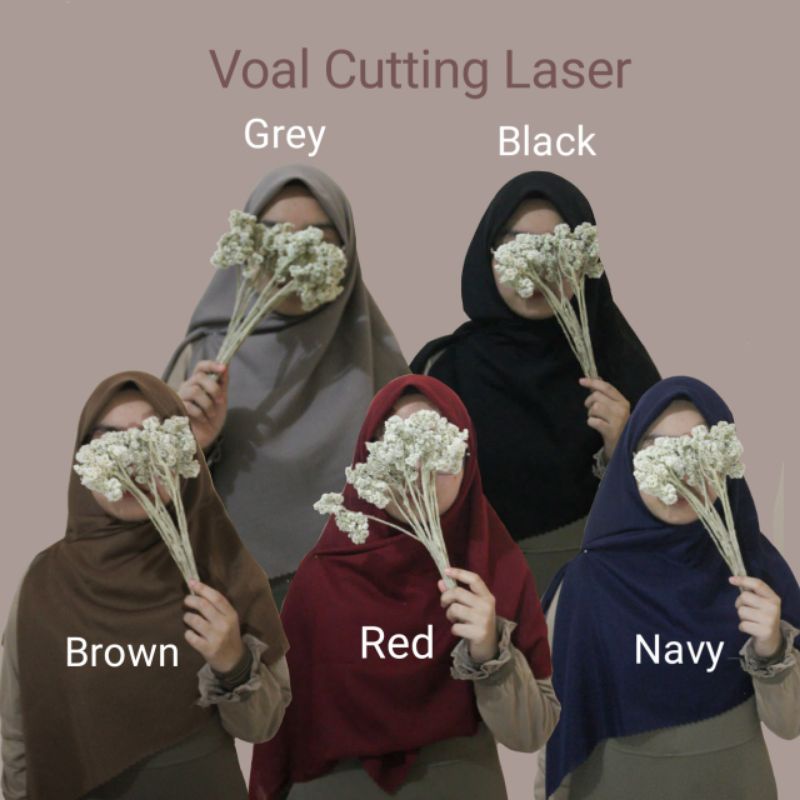 Kerudung segi empat Voal Laser Cutting, kerudung segi empat murah,  segi empat voal, segi empat lase