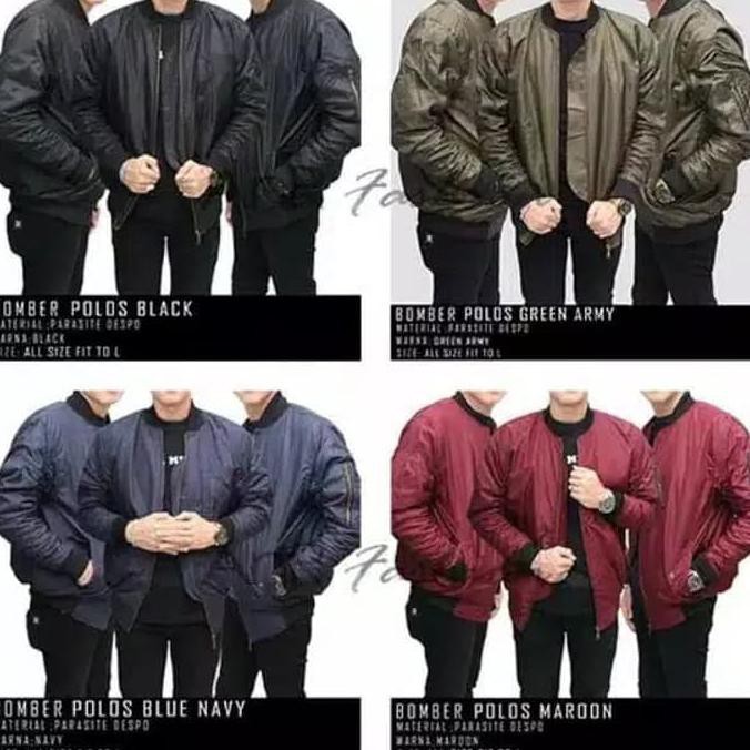 JAKET COWOK jaket bomber pria/bomber jaket/jaket bomber army/jaket parasut pria - Hitam, XL