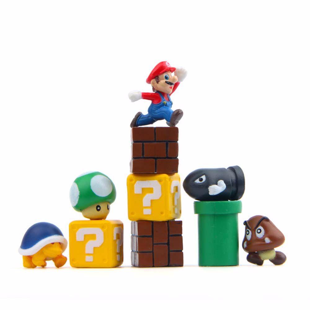 Figurine Action Agustina 10pcs /set Model Koleksi PVC Hiasan Desktop Jamur Model Anime Bros Super Mario.