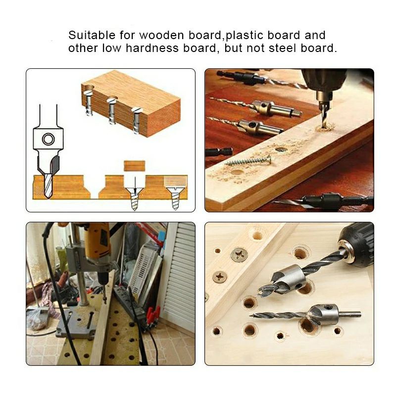 Set Kumplit Mata Bor Besi Kayu Countersink Multifungsi Bor Dowel Pagoda