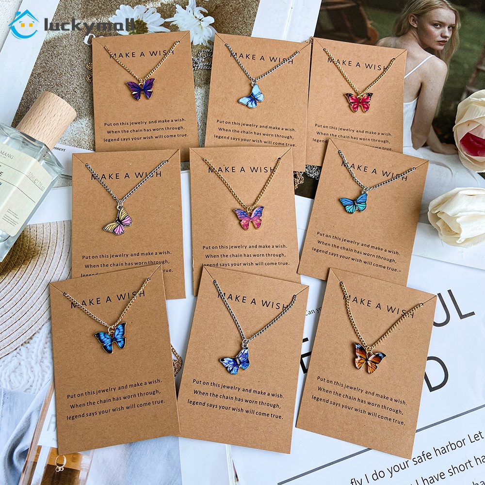 Kalung Liontin Butterfly Warna Emas Gaya Korea Untuk Wanita