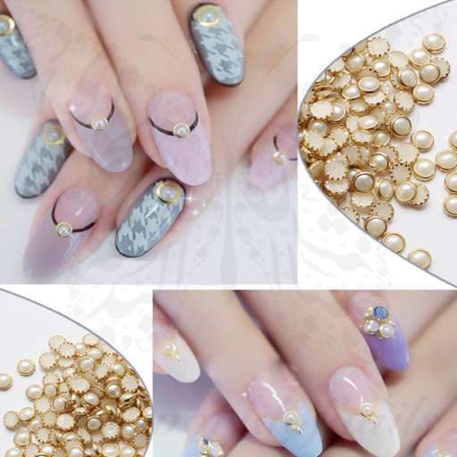 Stud pearl white wheel hiasan manik nail nailart pearl beads kutek gel