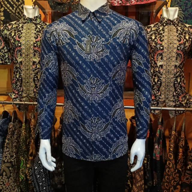 KEMEJA PRIA BATIK | KEMEJA KANTOR TRADITIONAL BUTIK NAVY