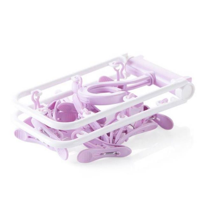 Gantungan Jemuran Baju Lipat Kaos Kaki Pakaian Dalam 12 Pcs Jepitan Travel Hanger Foldable Bayi