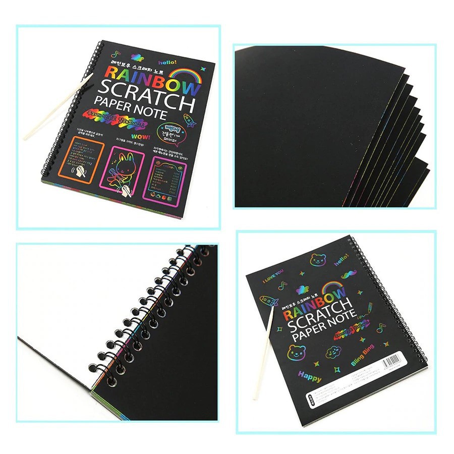 

Buku Magic Colourful Scratch Note Besar / Black Cardboard / DIY Scratch Note Besar 19x26cm