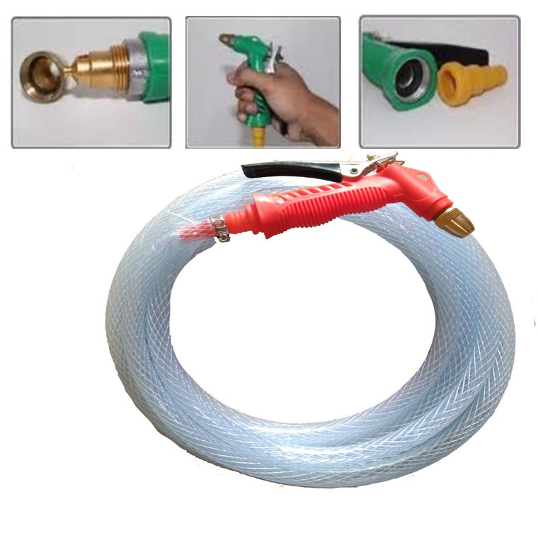 SELANG AIR TRANSPARAN 1/2 INCH 3 METER PLUS KEPALA SEMPROTAN HOSE NOZZLE 1 PCS