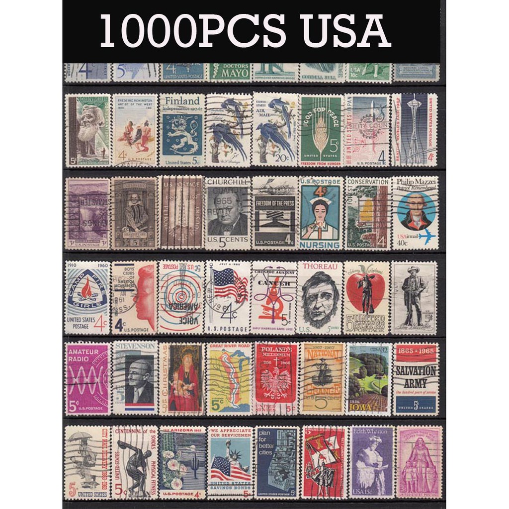 

IMPORT 1000 PCS USA No Repeat Postage Stamp Collections From USA With Post Mark Stamps Postal All