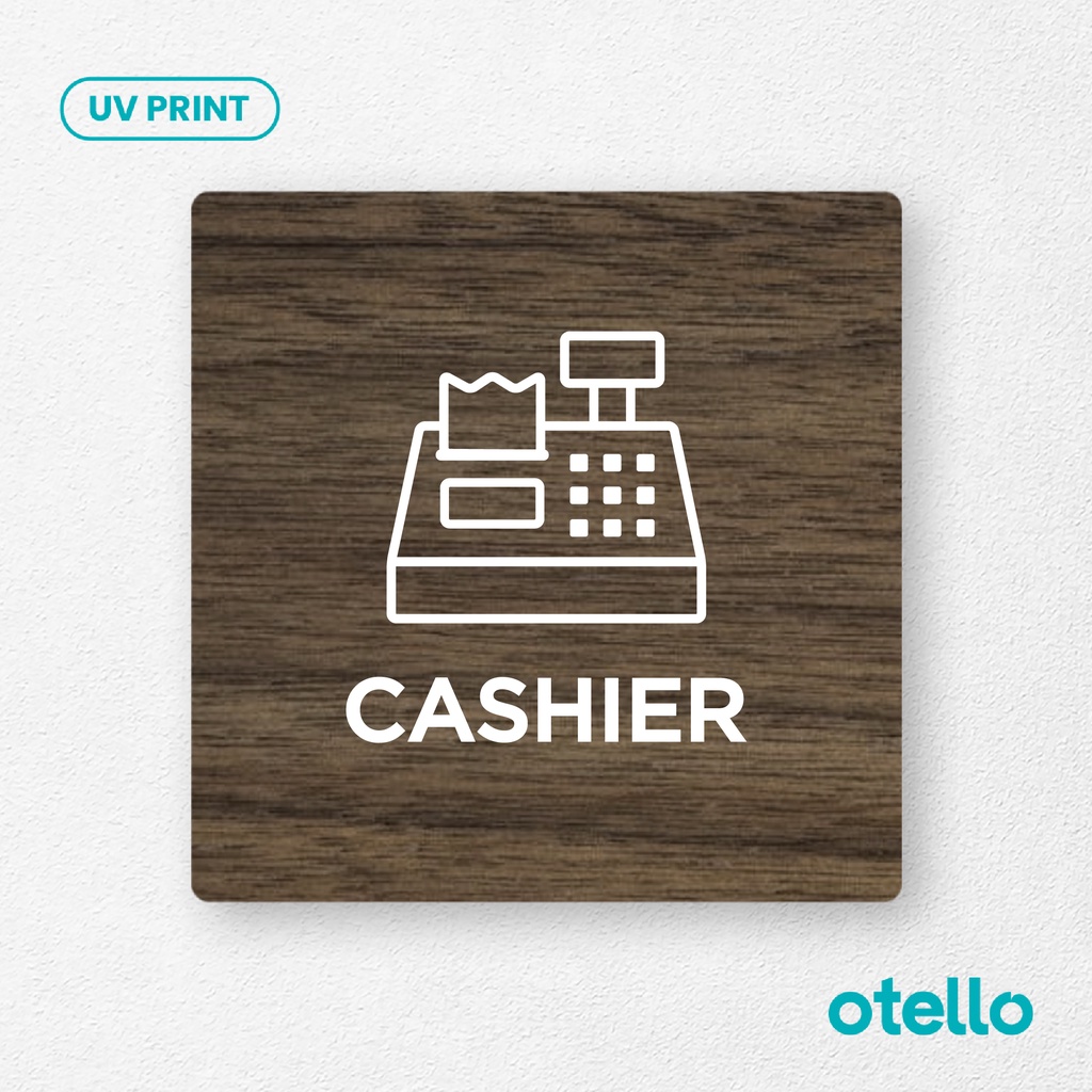 Signage Cashier Sign Board Kayu Print Wooden Label Kasir Cafe Restoran Petunjuk Tag Plat Nama Tulisan