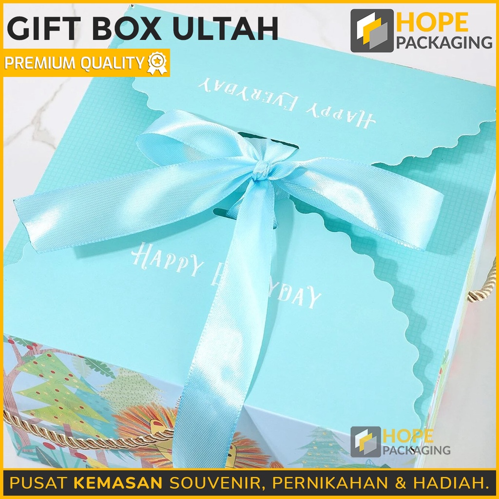 Gift box  Ulang Tahun Anak Motif Macan Dino Fancy bunga Navy / Hampers Happy birthday Plus Pita  Hadiah / Kotak pink navy hijau tosca