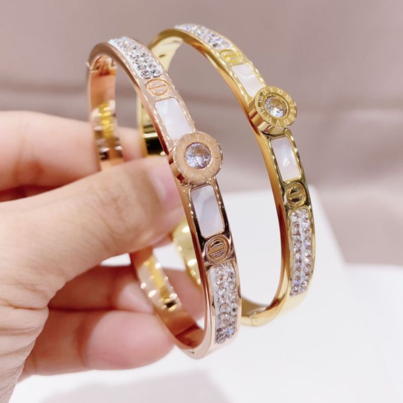 Gelang Titanium asli Rosegold motif bvl Premium Quality Anti karat Bracelet Stainless Steel Ori 929