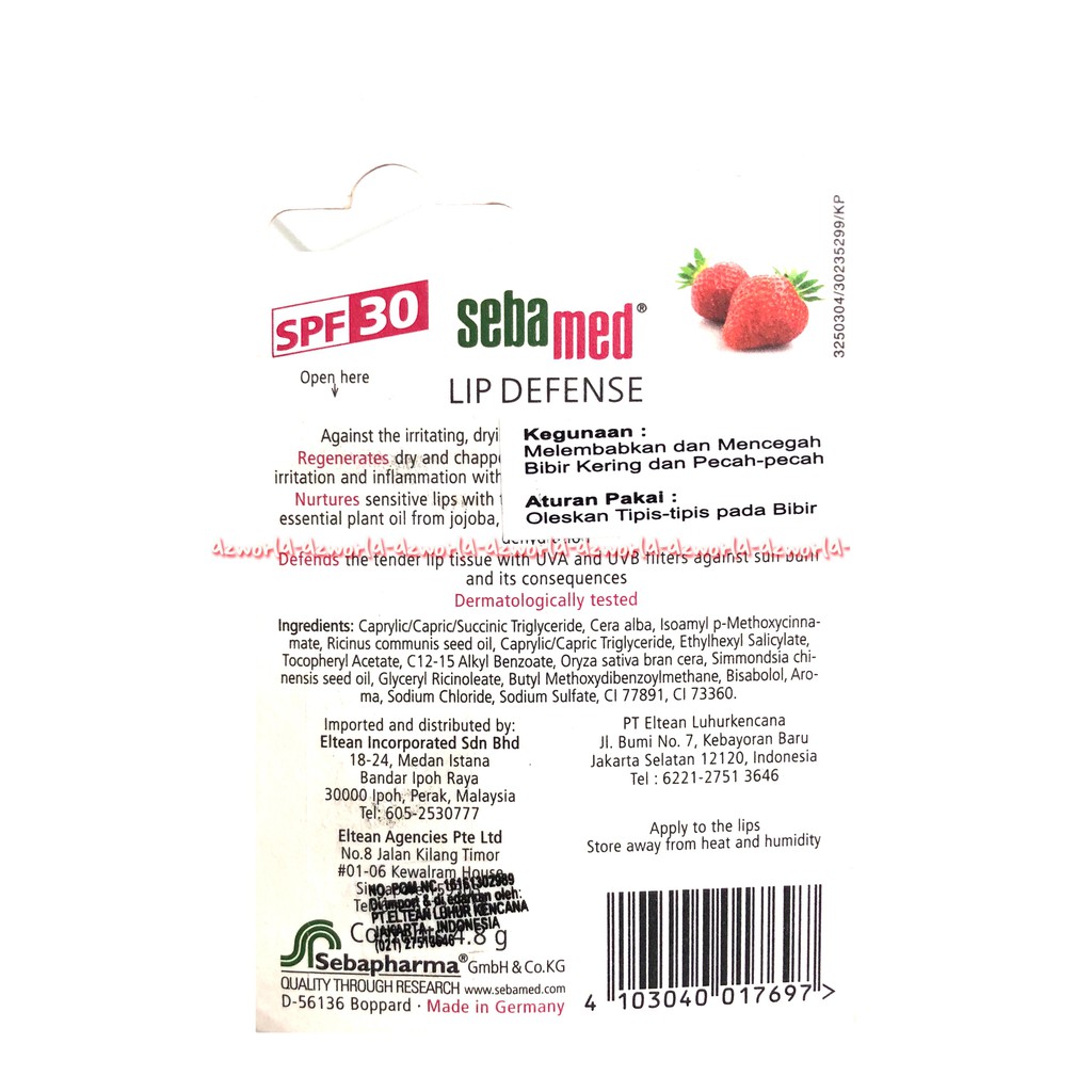 Sebamed Lip Defense Tripple Protection Strawberry SPF 30 Lip Gloss Seba Med Lipgloss Untuk BIbir Lembut