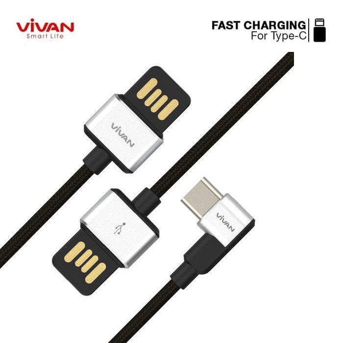 Kabel Data Vivan BWC100 USB-C 3A Android 1M Original Type C Cable Data - Garansi Resmi 1 Tahun