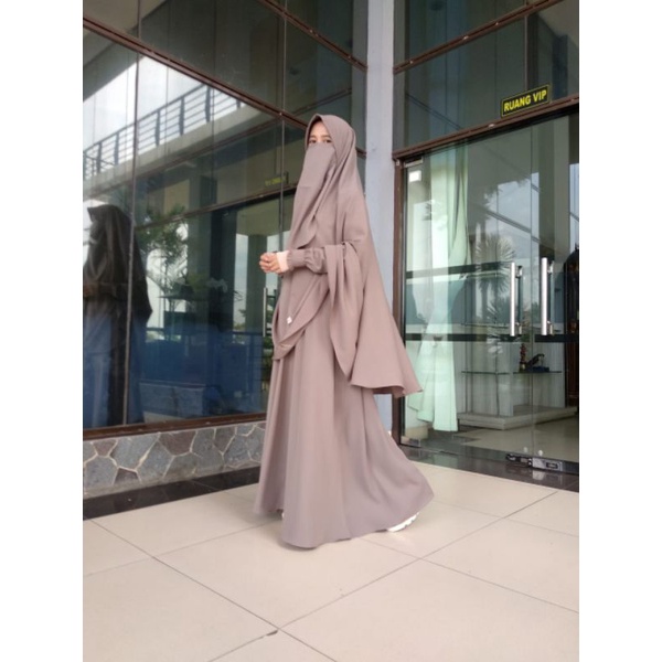 COD Baju Gamis Syari Cadar Muslim Wanita Terbaru Wolfis Polos Busui Friendly