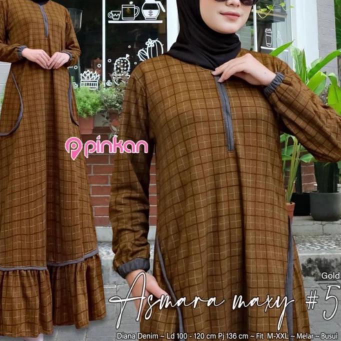 ➳ SYAMIL Dress - Gamis Denim Diana Terbaru LD102+ Busui Saku / 222-6003 ♣