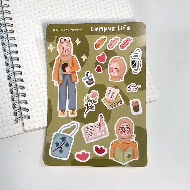 

Sticker by PmyWilson | Tema Campus Life Girl Muslimah Islami Kampus Tas | Aesthetic Sticker Estetik Stiker HP Laptop Botol Cute Waterproof Scrapbook Diary Journal Bujo Anti Air