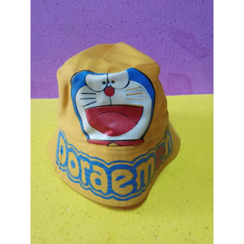 TOPI BUCKETHAT ANAK DORAEMON KUNING