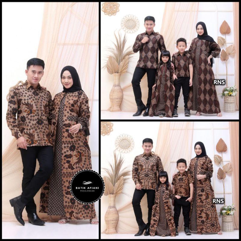 Batik Couple Keluarga Gamis Busui Motif Prasasti Batik Keluarga Seragam