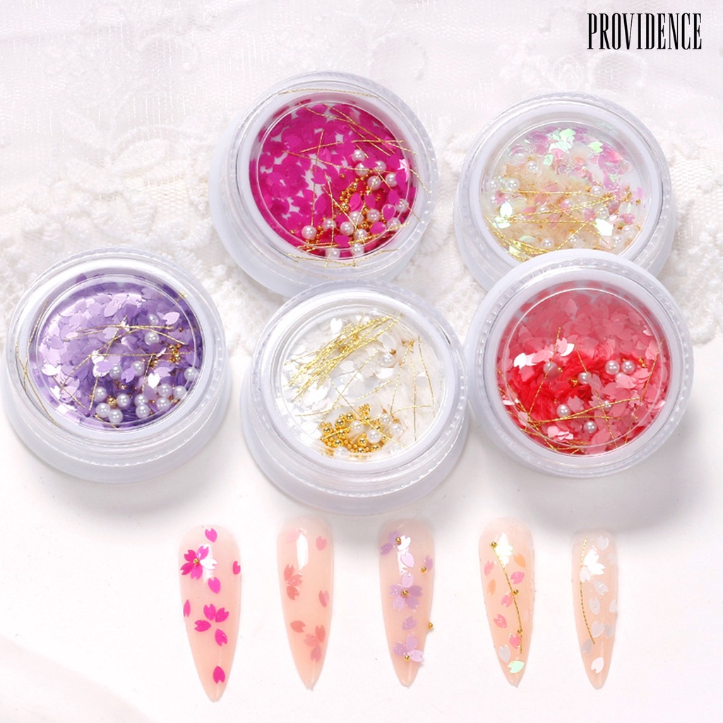 Providence Hiasan Kuku Bentuk Kelopak Bunga Sakura + Mutiara Imitasi Untuk Nail Art DIY