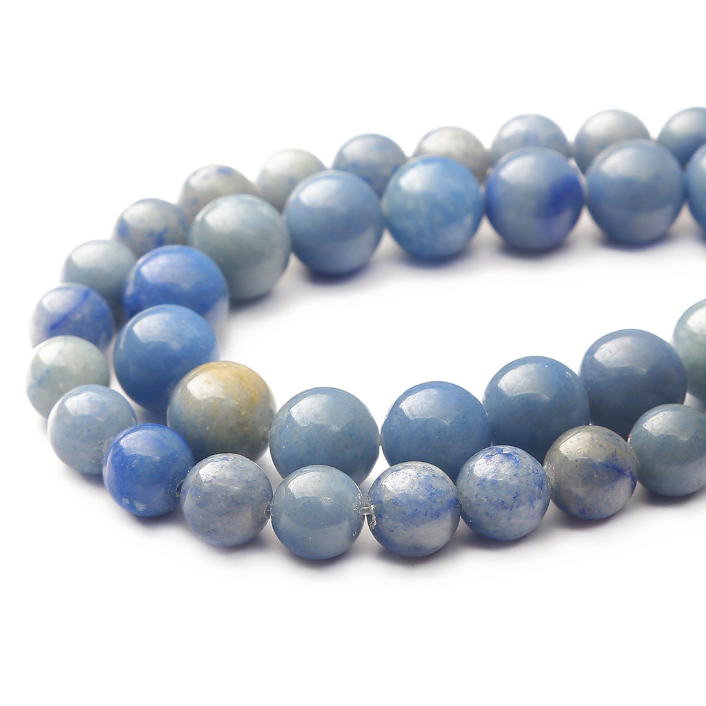 38 Cm/4-12 Mm 32-89 Pcs Batu Alam Biru Aventurine Bulat Manik-manik Memilih Ukuran untuk Membuat Perhiasan DIY Perhiasan Gelang/Kalung Aksesoris