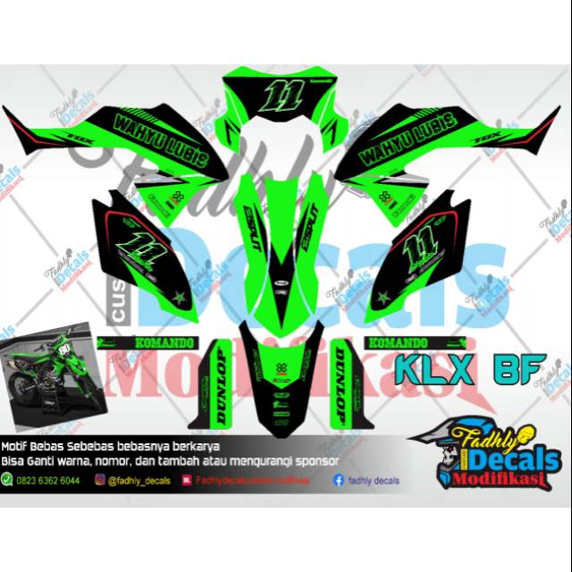 Decal klx BF hijau hitam