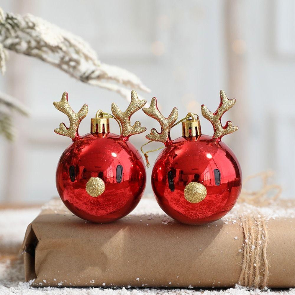 [Elegan] Christmas Decor 2pcs Kreatif Tahun Baru Plating Bola Natal Navidad Elk Pendant