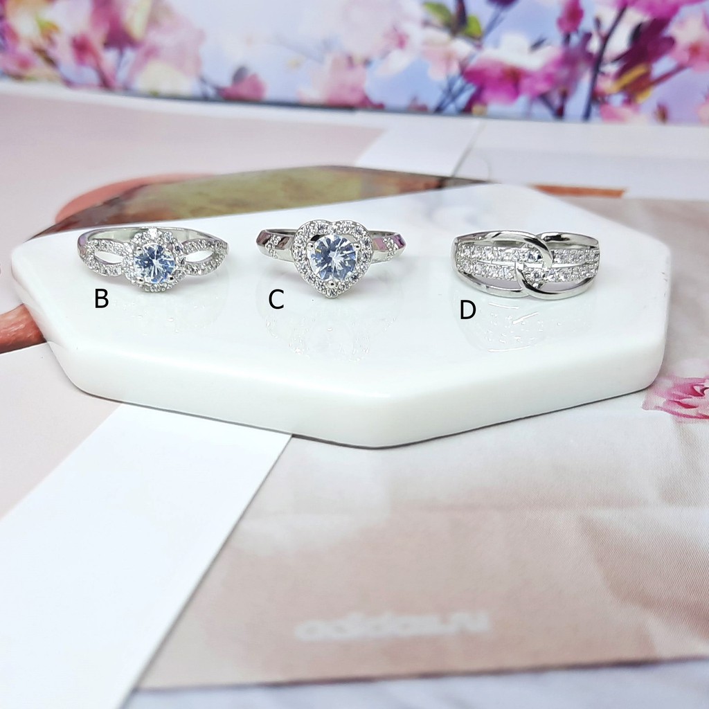 Cincin Xuping Model Lebar Batu Mata Diamond Bulat Lapis Emas - BR373