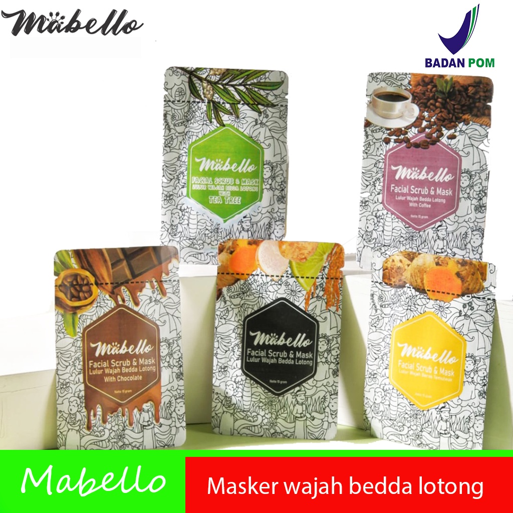 Mabello Masker Hitam masker wajah bedda lotong mabelo 2in1 facial scrub &amp; mask lulur wajah beda lotong