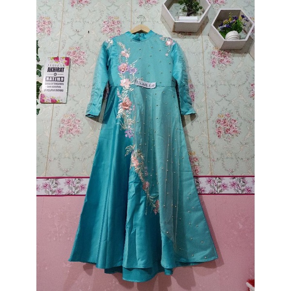Gamis preloved pesta Brukat mewah second dress second pl muslimah syar'i Maxy umbrella
