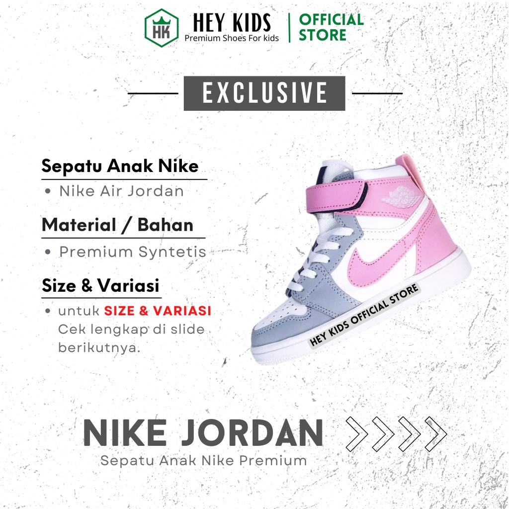 Sepatu Anak Laki Laki Perempuan Jordan Original Sneakers Sekolah SD Hitam Putih Premium Quality Snek