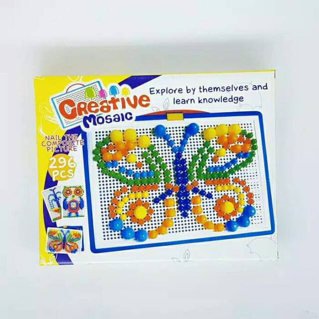~COD~ DO-M14 Mainan Edukasi Anak Creative Mosaic Susun Paku 3D Puzzle Block Papan Paku Jamur 296pcs-3