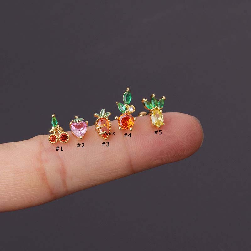 1pc Anting Stud Tindik Bentuk Buah Barbell Lope Helix 20gauge