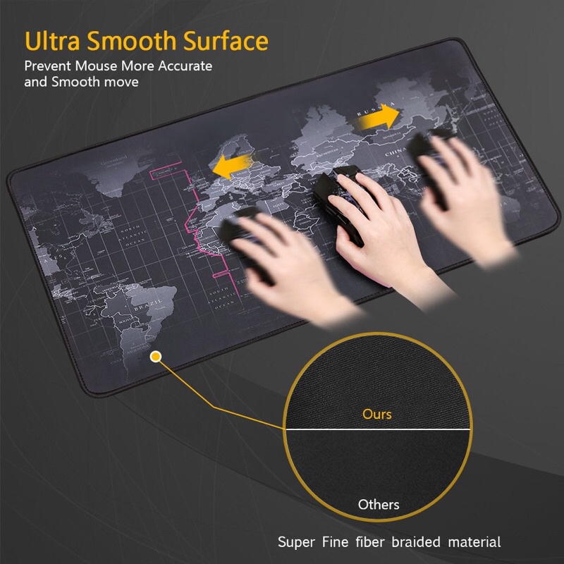 Taffware Gaming Mouse Pad XL Desk Motif Peta Dunia 300 mm