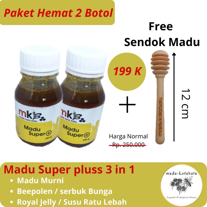 

Paket Hemat Madu Super Pluss 4 in 1 Netto 700 gr (2 botol)