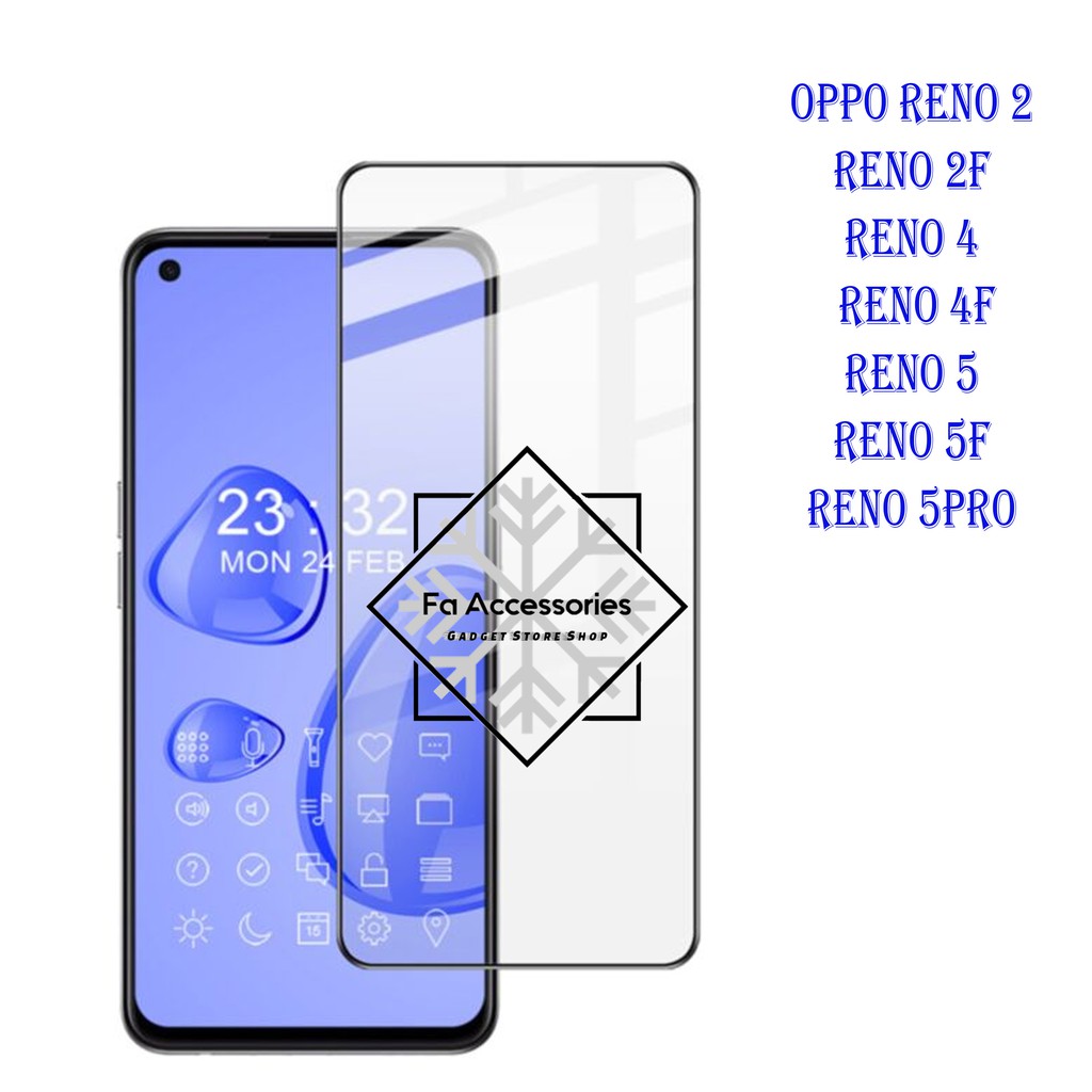 FA Tempered Glass 5D OPPO RENO 2 2F 4 4F 5 5F 5PRO f pro Full Layar Screen Guard Curved Melengkung