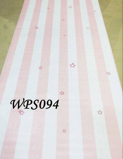 Wallpaper stiker dinding motif salur bintang pink muda