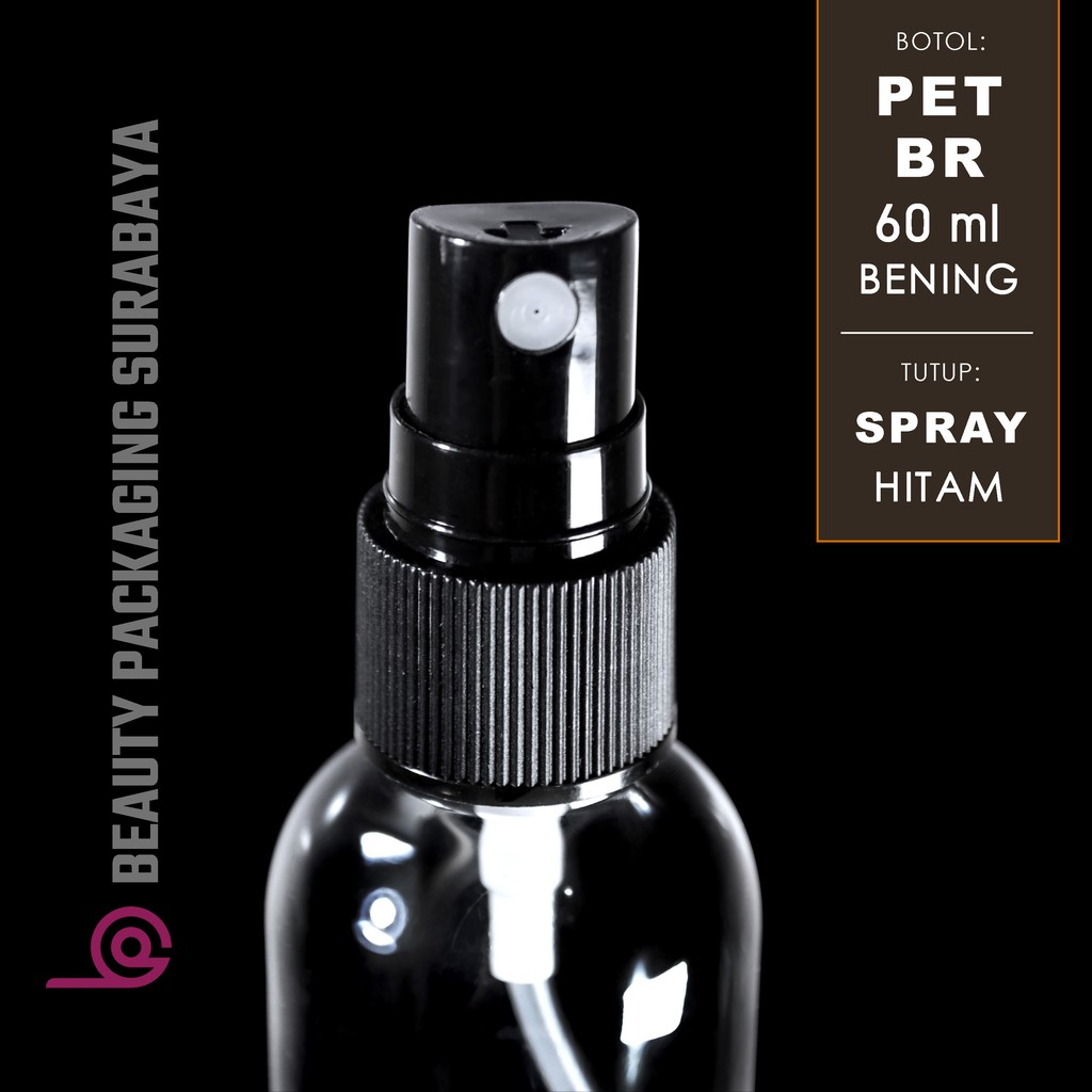 Botol Plastik PET 60ml BR Bening Tutup Spray