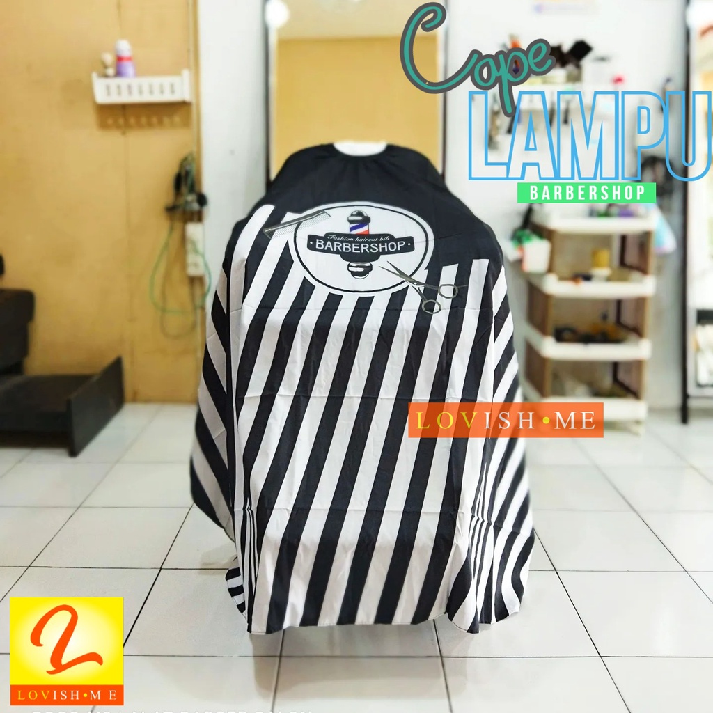 Cape LAMPU Barbershop / Kip Barbershop dan salon - ukuran extra bahan lembut dan adem - motif Lampu