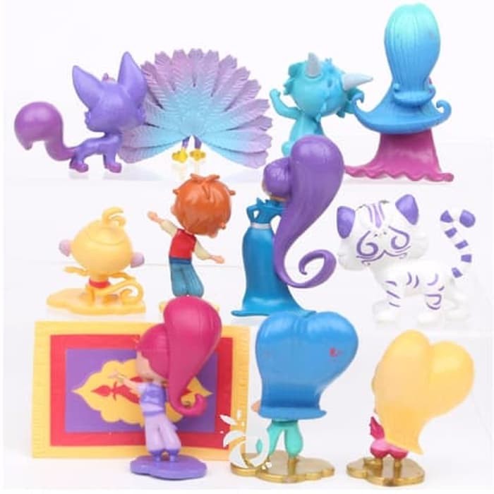 MOMBABY1 Shimmer and Shine Figure Set 12 Mainan Miniatur Hiasan Topper kue cake